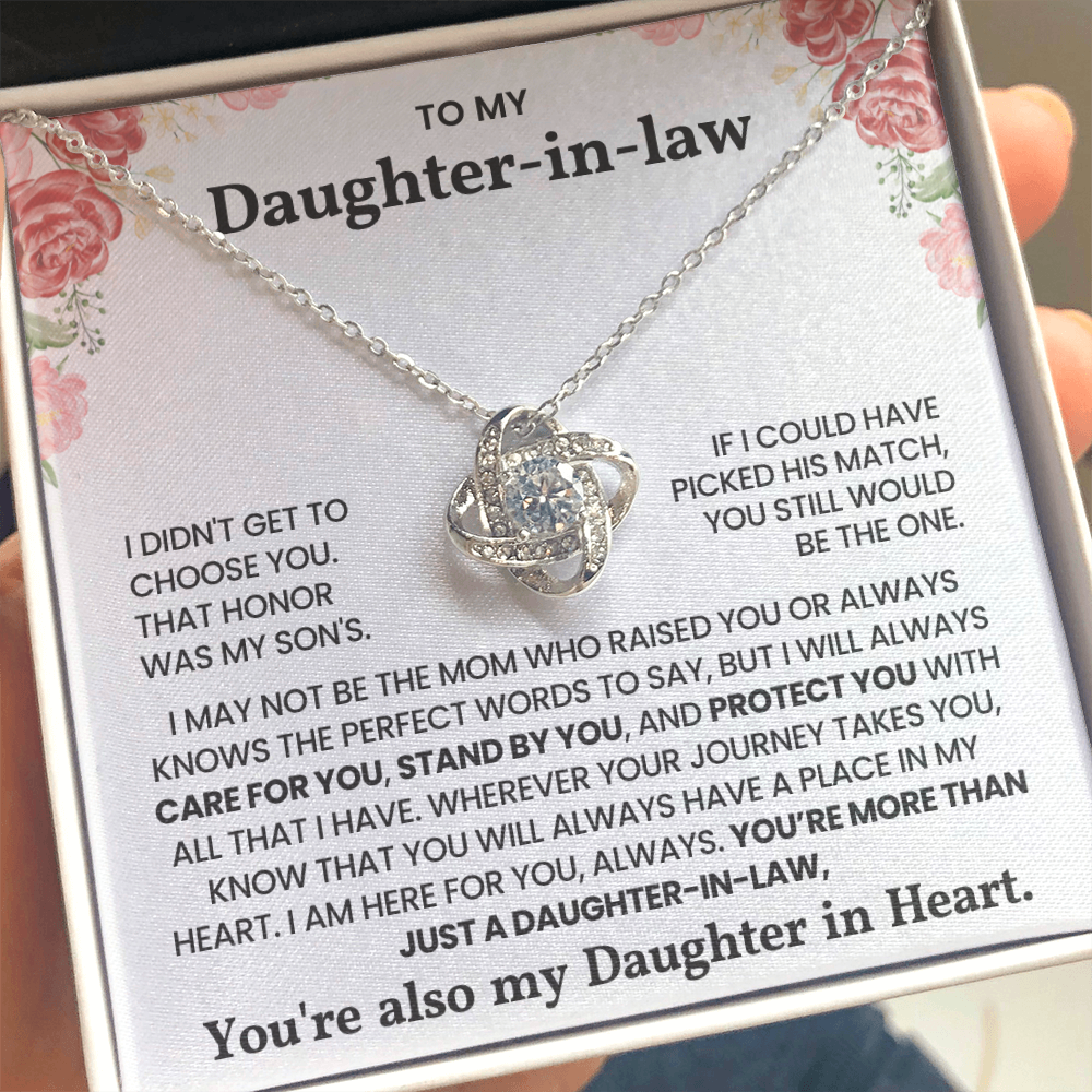 To My Daughter-in-Law – “Always Have A Place in My Heart” Love Knot Necklace