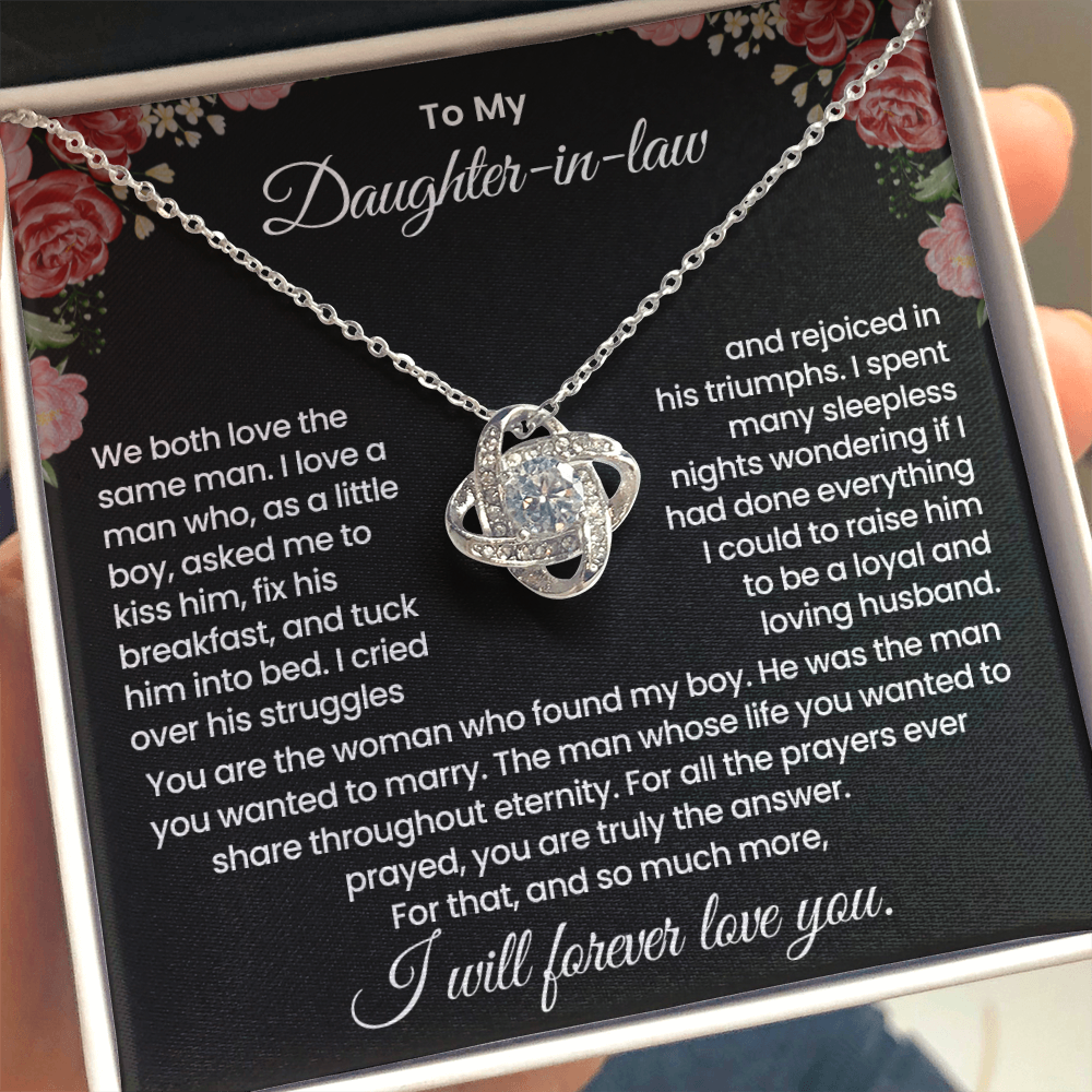 To My Daughter-in-law – "The Woman Who Loves My Son" Love Knot Necklace