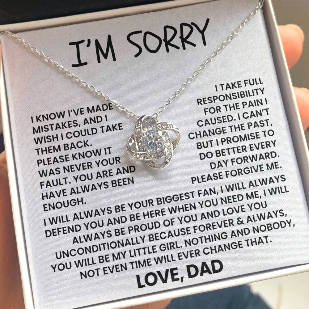 To My Daughter - "I'm Sorry, Please Forgive Me" Love Knot Necklace