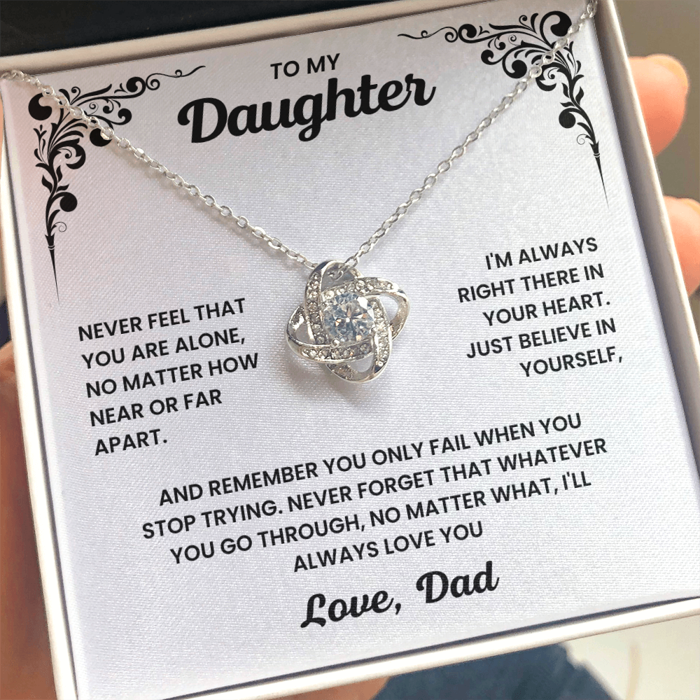 To My Daughter – “Never Alone” Love Knot Necklace