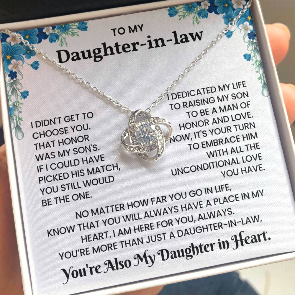 To My Daughter-in-law – “You Will Always Have A Place In My Heart” Love Knot Necklace