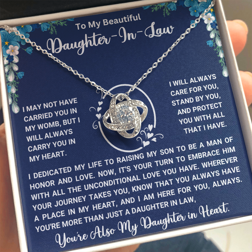 To My Beautiful Daughter-in-Law –" Always have a place in my heart " Love Knot Necklace