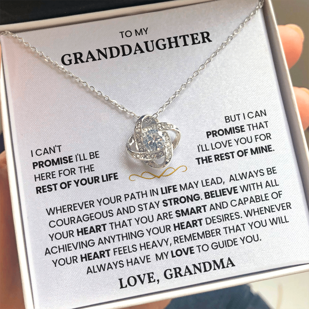 To My Granddaughter - "Always Be Strong" Love Knot Necklace