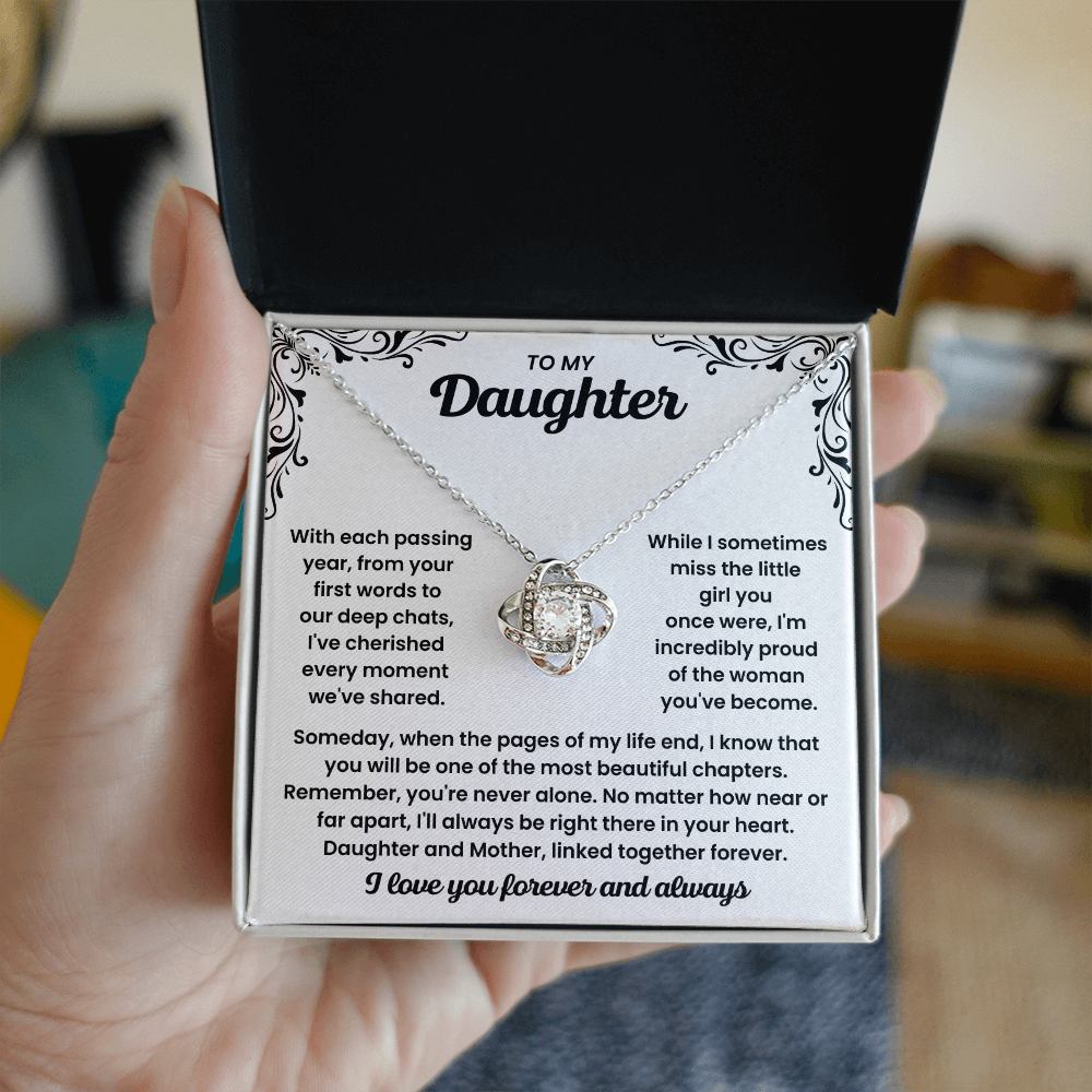 To My Daughter - "I Love You Forever And Always" Love Knot Necklace