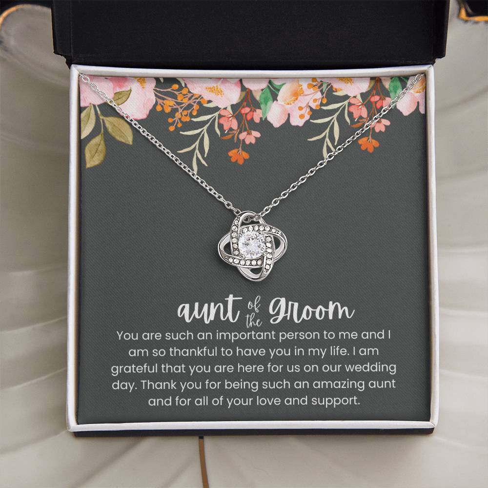 To My Aunt of the Groom - "A Special Role on Our Wedding Day" Love Knot Necklace