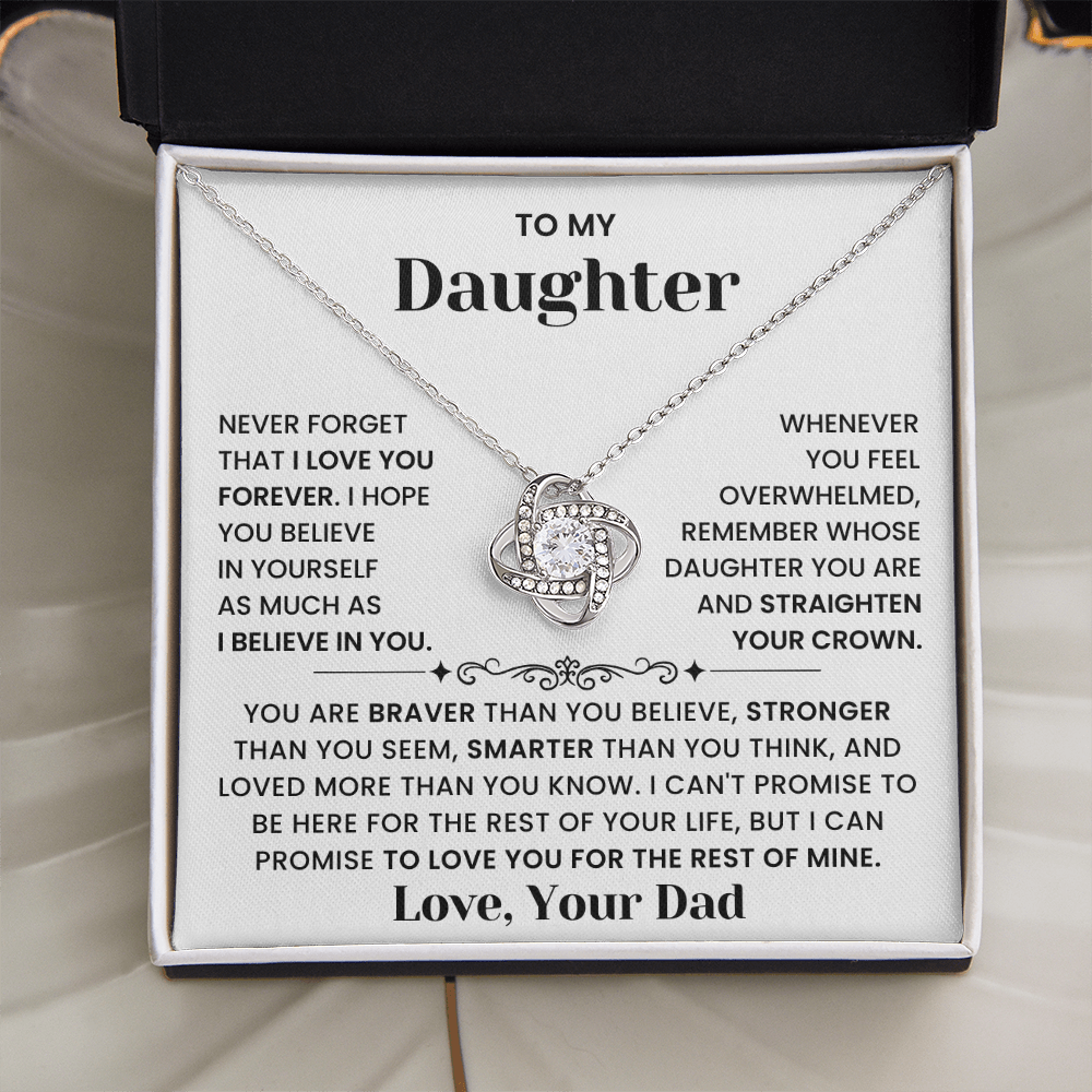 To My Daughter-"Straighten Your Crown" Love Knot Necklace