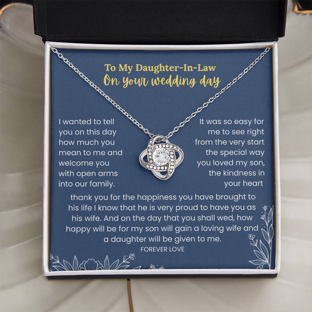 To My Daughter-In-Law - "On Your Wedding Day" Love Knot Necklace
