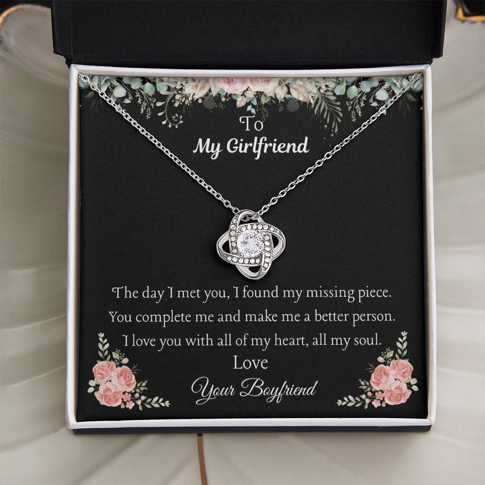 To My Girlfriend - "I Found My Missing Piece" Love Knot Necklace