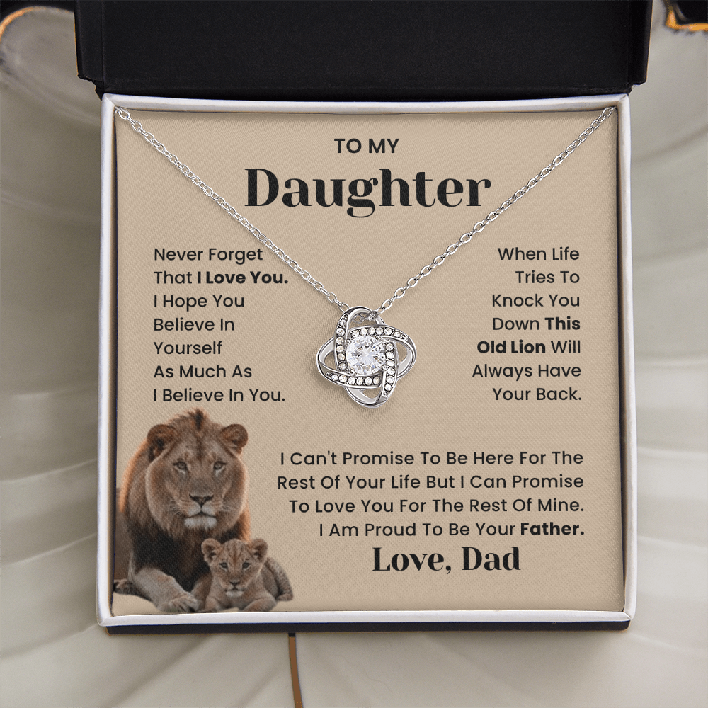 To My Daughter-"I'll Always Have Your Back" Love Knot Necklace