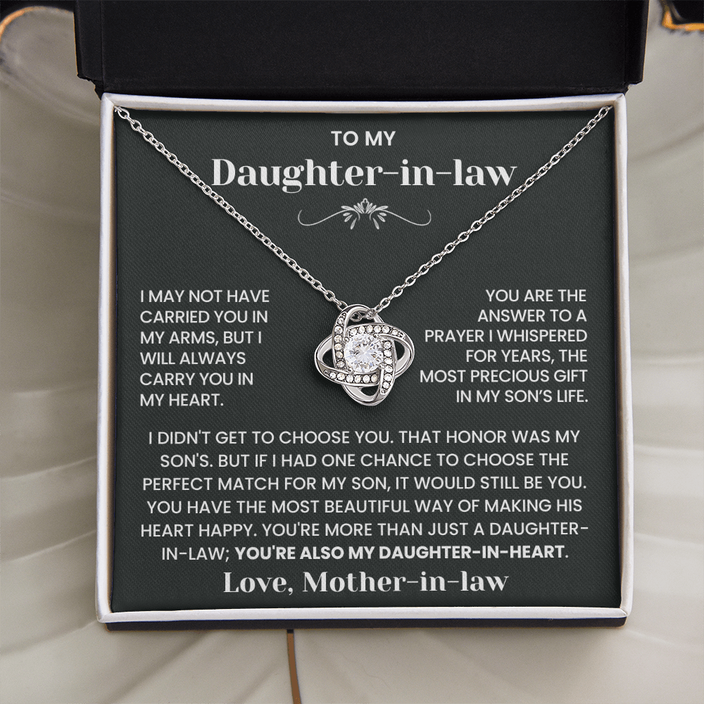 To My Daughter-in-Law – “Daughter-in-Heart” Love Knot Necklace