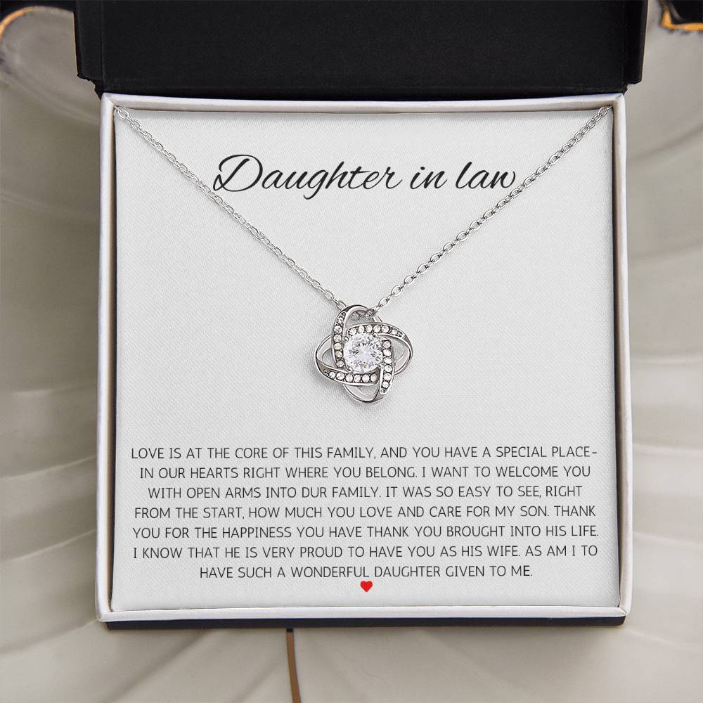 To My Daughter-in-Law – “Welcome to Our Family” Love Knot Necklace
