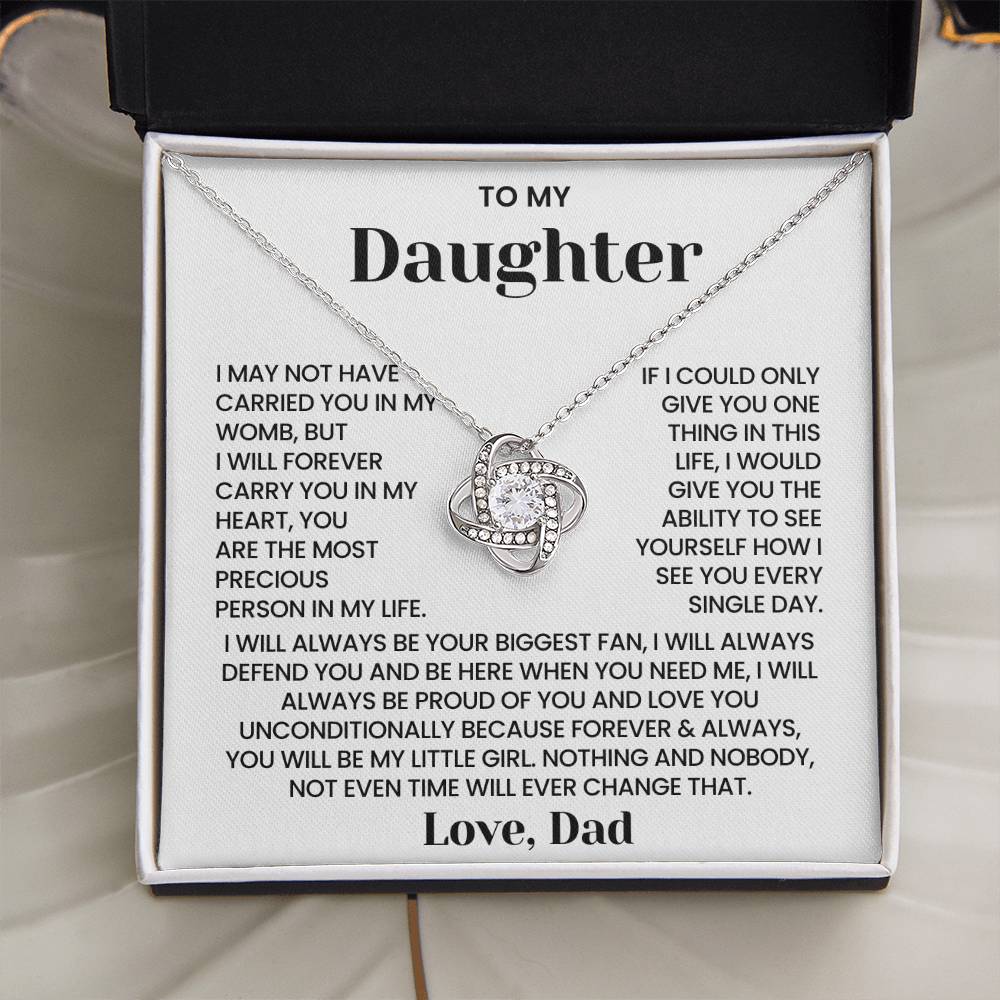 To My Daughter - "Forever Carry You In My Heart" Love Knot Necklace