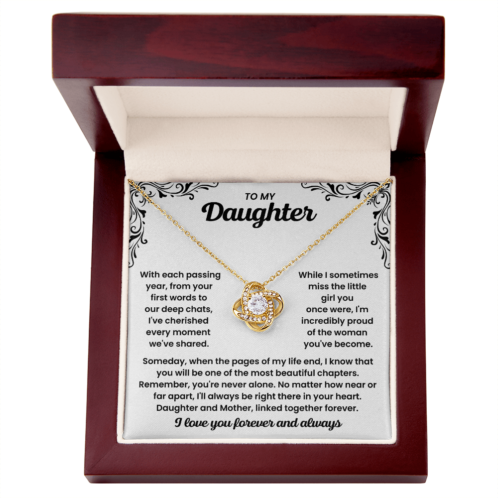 To My Daughter - "I Love You Forever And Always" Love Knot Necklace