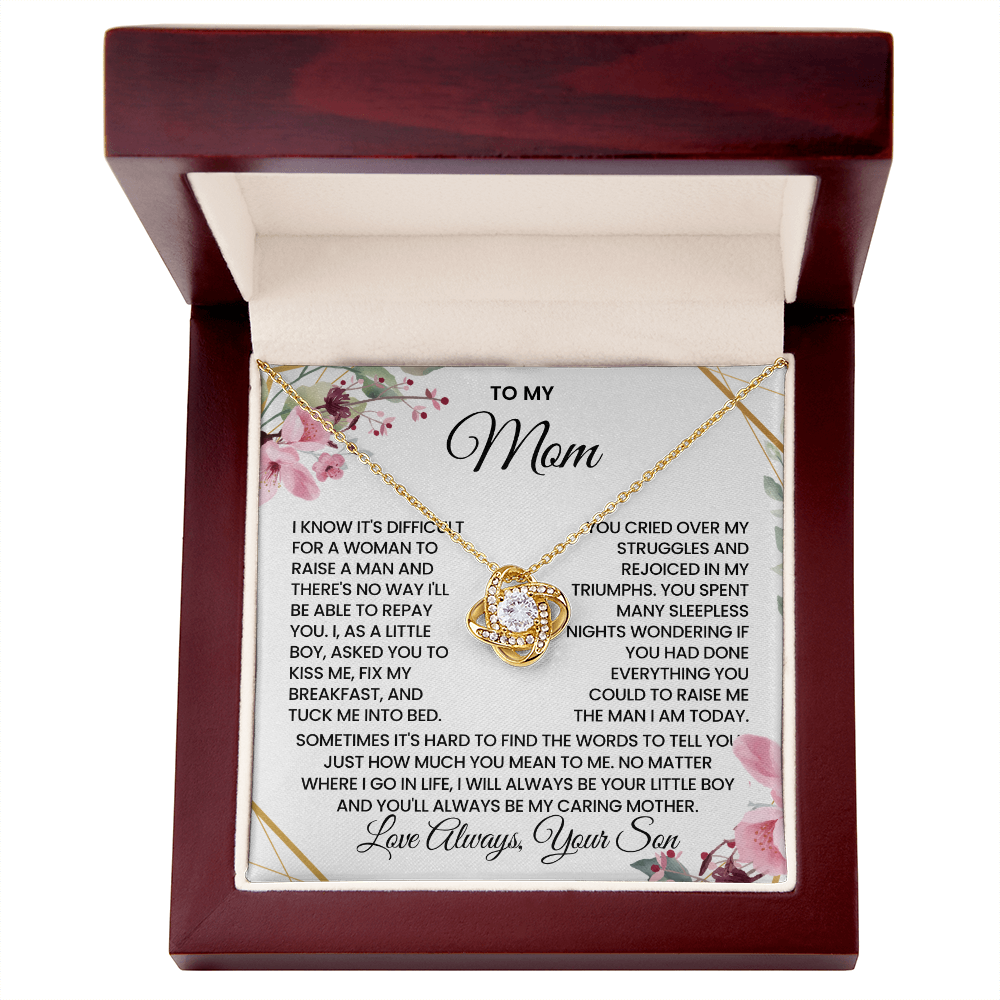 To My Mom – “Forever Your Son” Love Knot Necklace