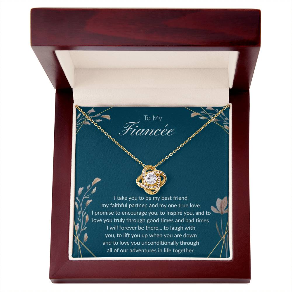 To My Fiancee - "My One True Love" Love Knot Necklace