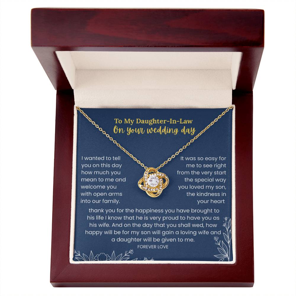 To My Daughter-In-Law - "On Your Wedding Day" Love Knot Necklace