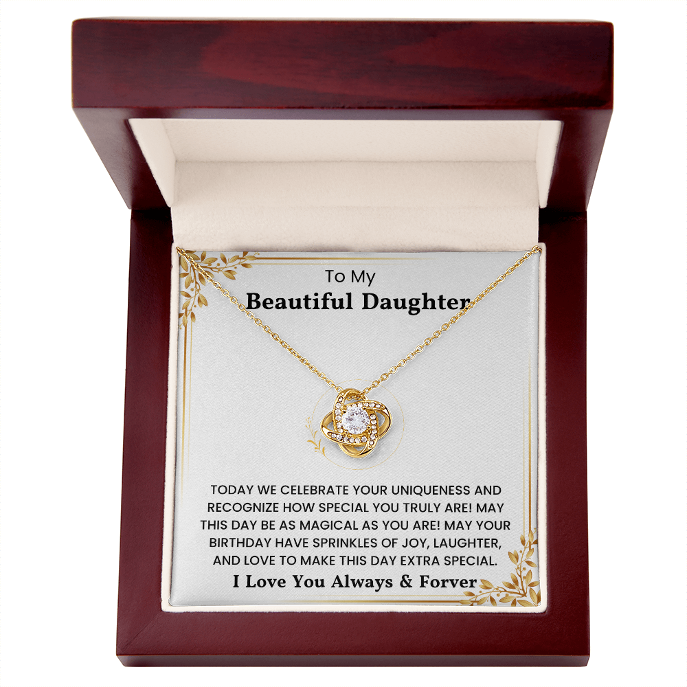 To My Daughter – “You Are So Kind & Strong” Love Knot Necklace