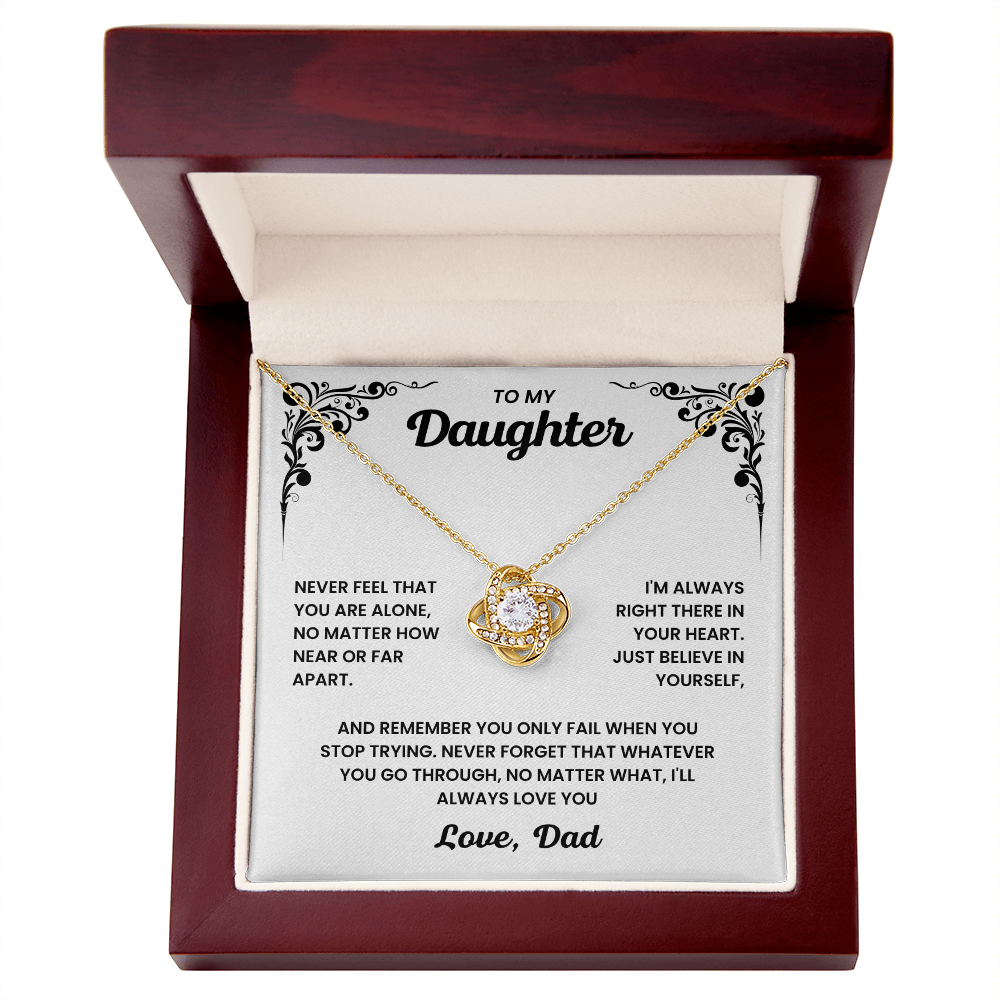 To My Daughter – “Never Alone” Love Knot Necklace