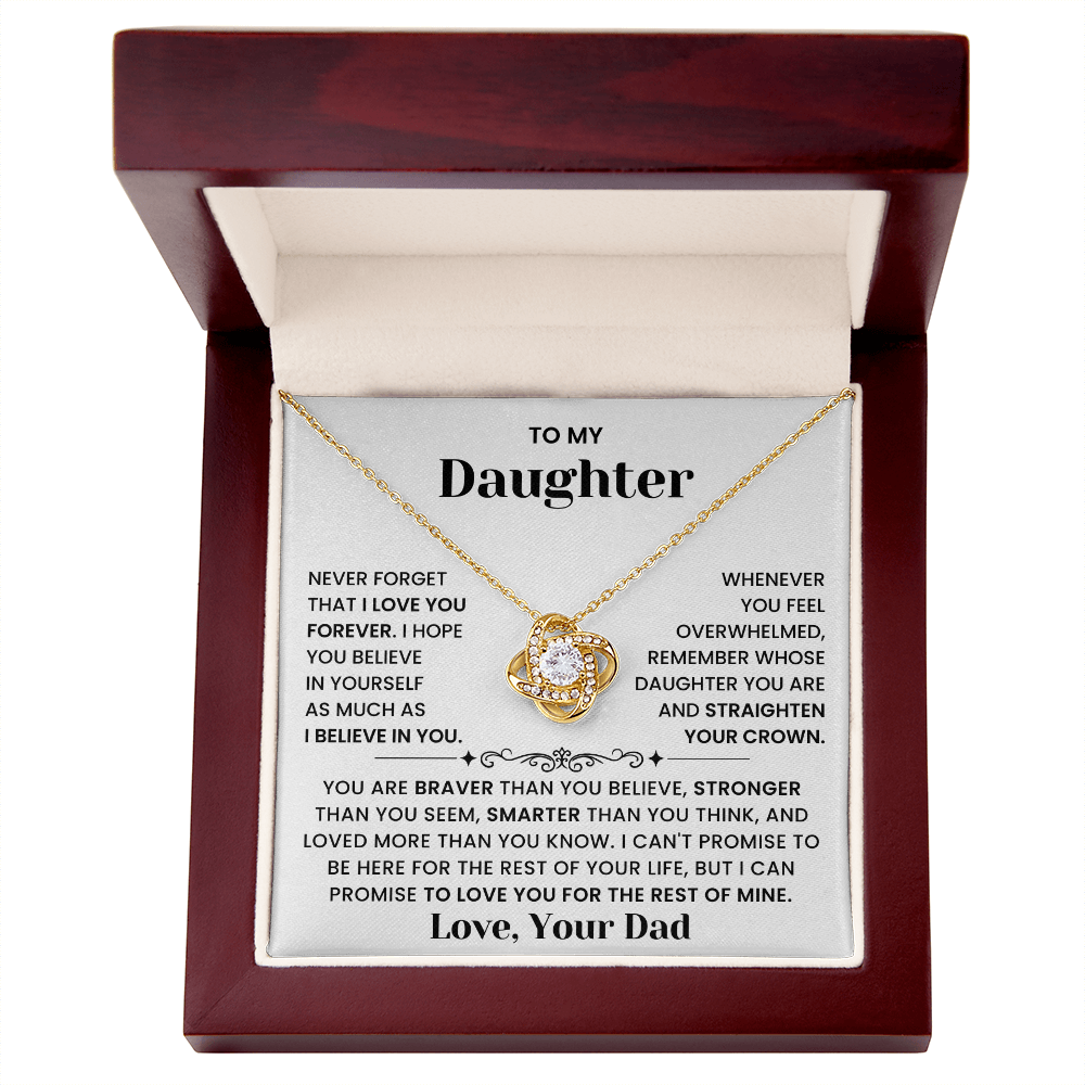 To My Daughter-"Straighten Your Crown" Love Knot Necklace