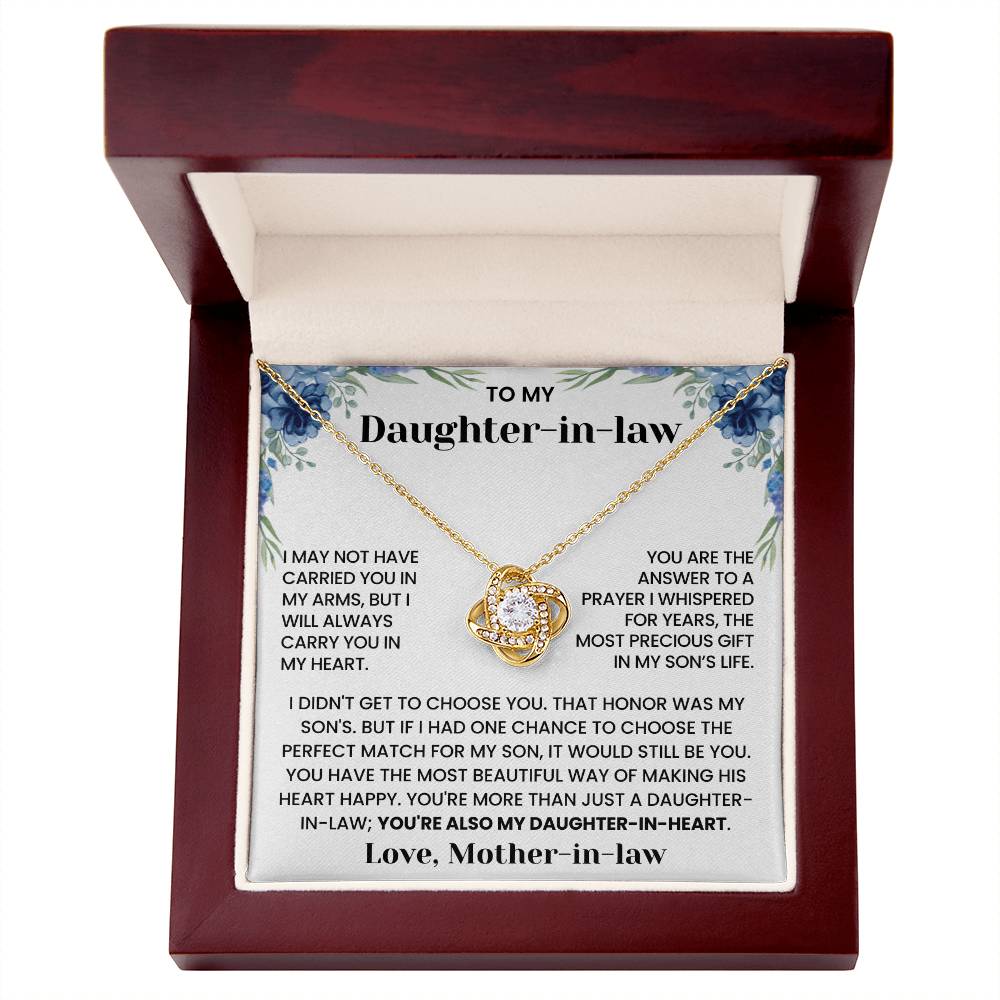 To My Daughter-in-law - "Answer to a Prayer" Love Knot Necklace