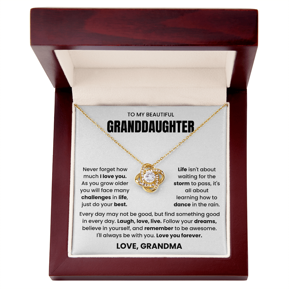 To My Granddaughter - "Love You Forever" Love Knot Necklace