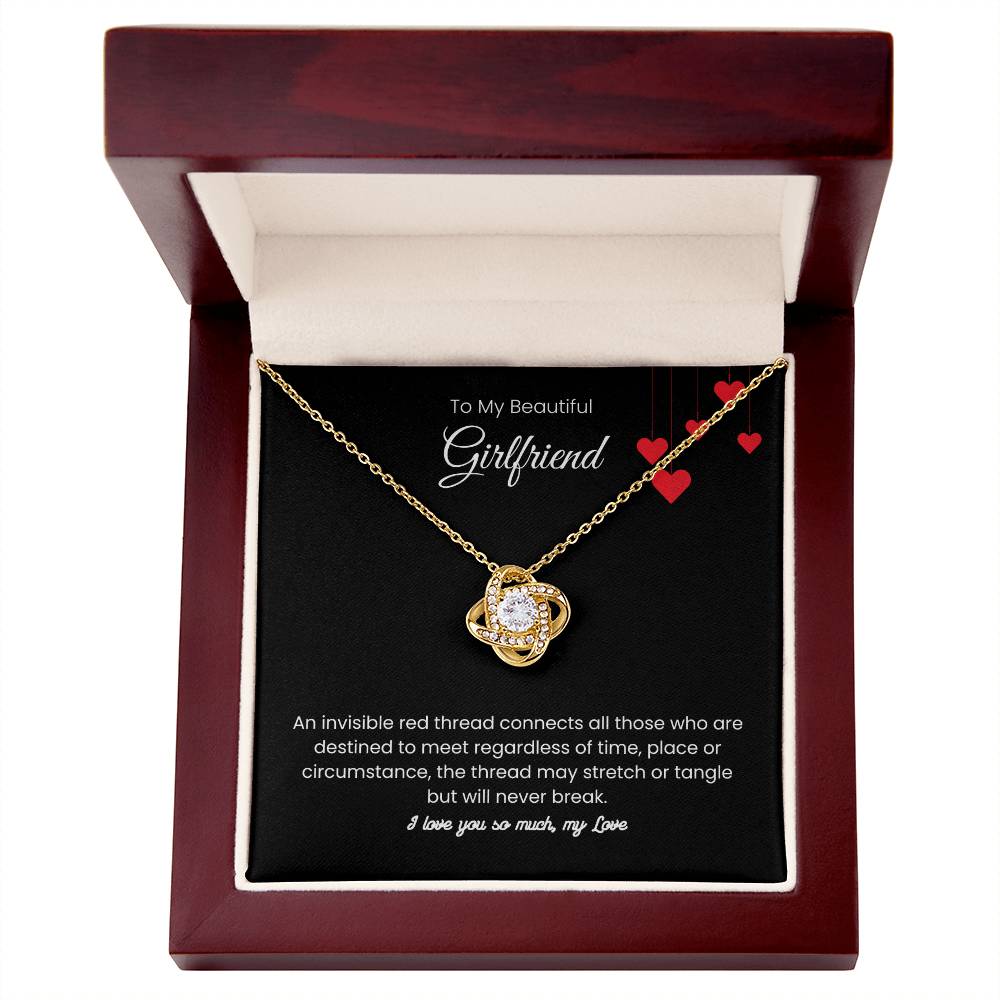 To My Beautiful Girlfriend - "The Red Thread of Fate" Love Knot Necklace