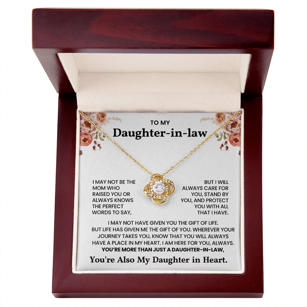 To My Daughter-in-Law – "I will always care for you" Love Knot Necklace