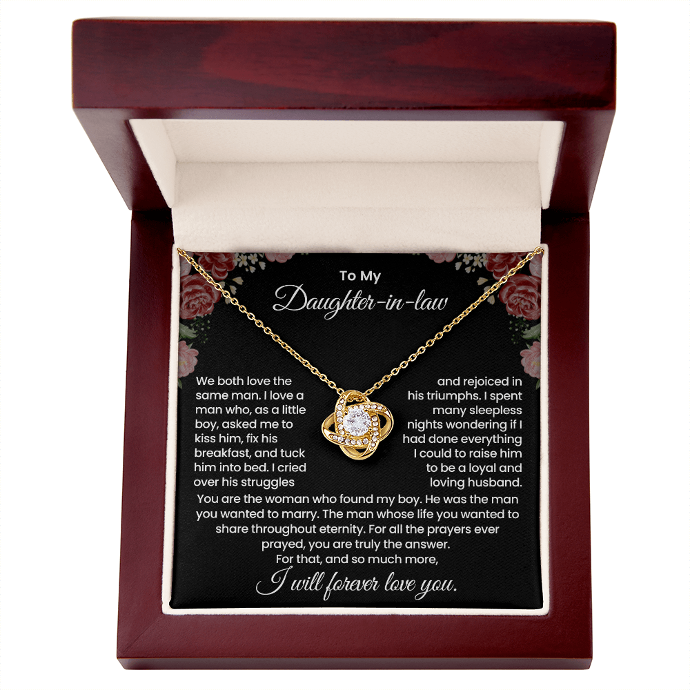 To My Daughter-in-law – "The Woman Who Loves My Son" Love Knot Necklace