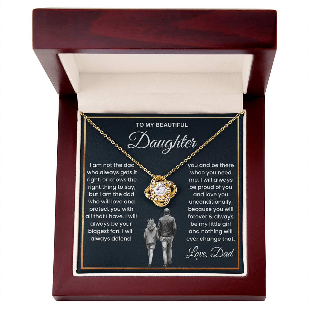 To My Beautiful Daughter – “Forever My Little Girl” Love Knot Necklace