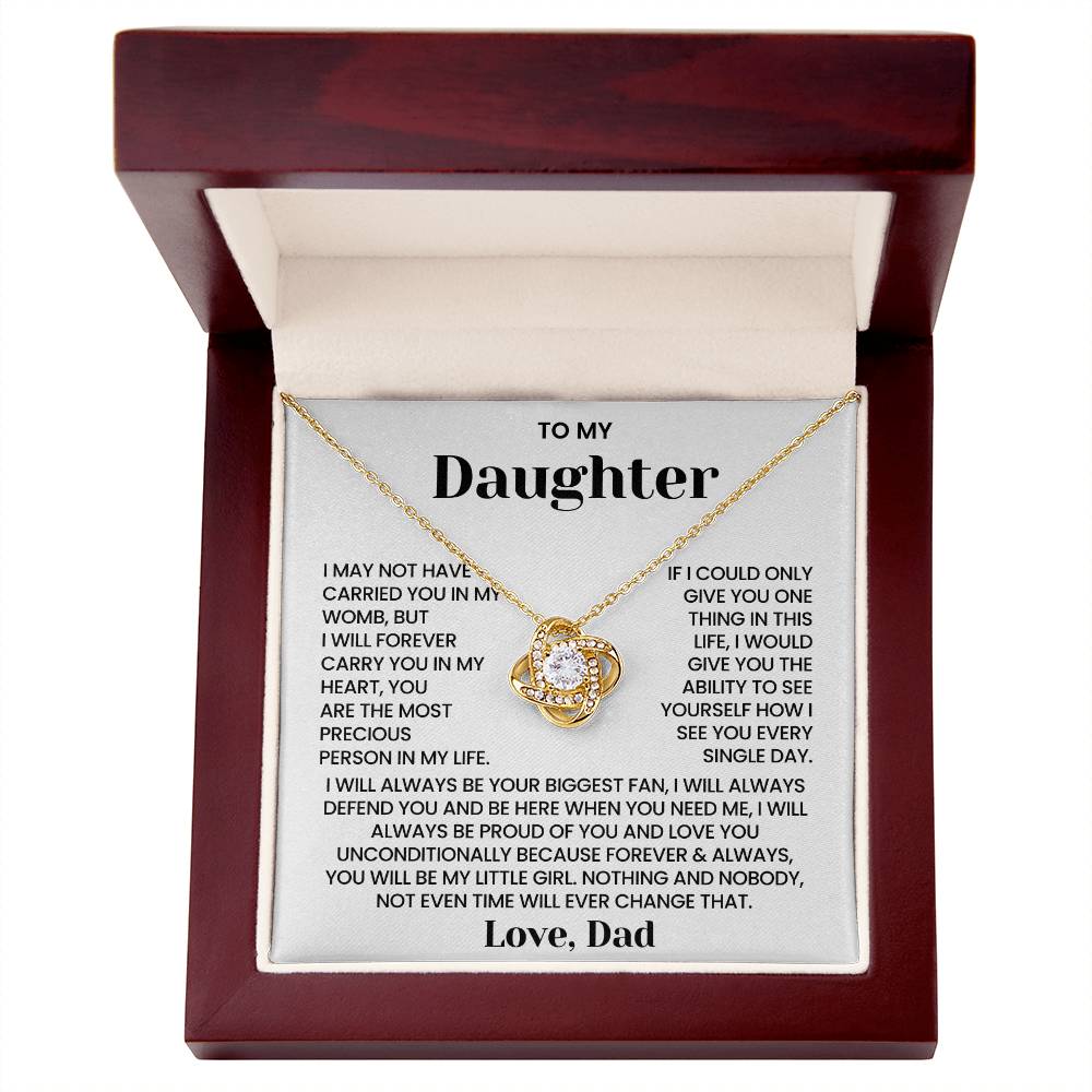 To My Daughter - "Forever Carry You In My Heart" Love Knot Necklace