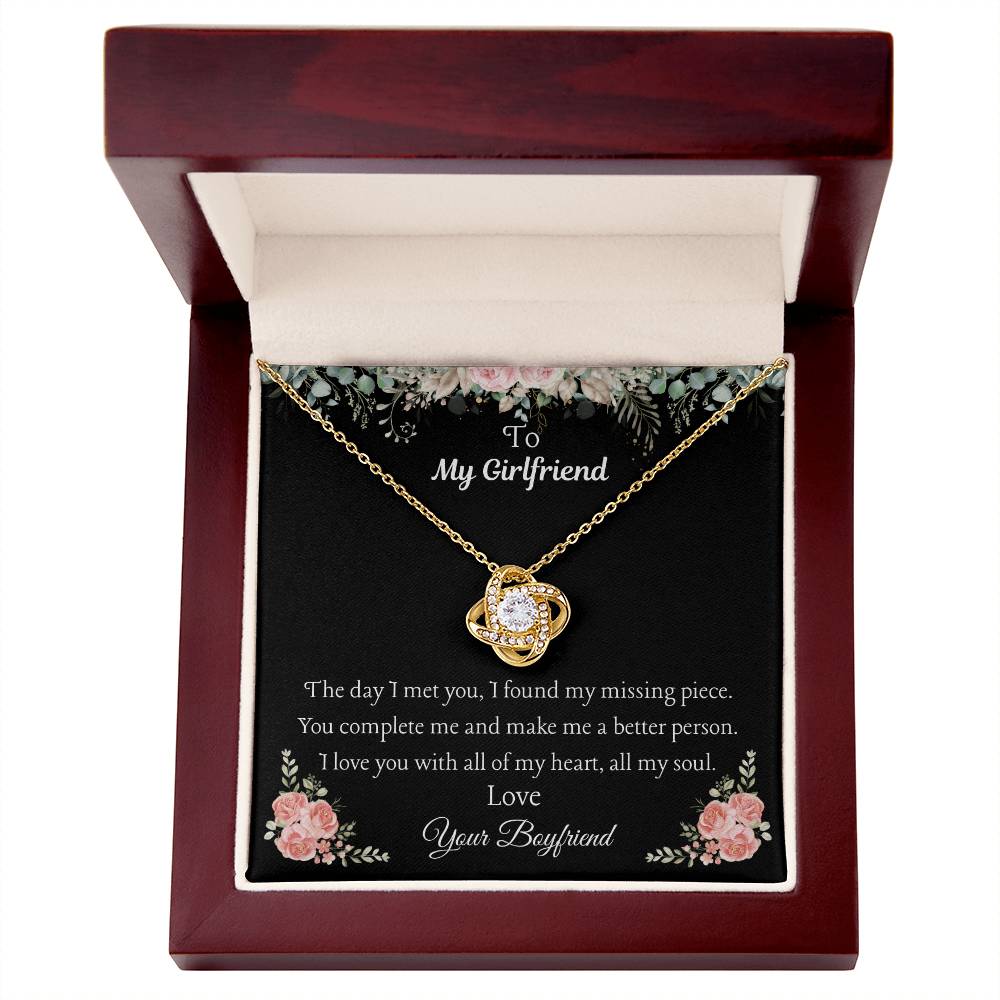 To My Girlfriend - "I Found My Missing Piece" Love Knot Necklace