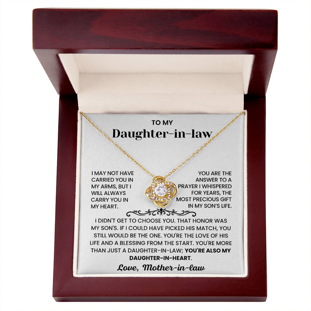 To My Daughter-in-Law – "Daughter-in-Heart" Love Knot Nacklace