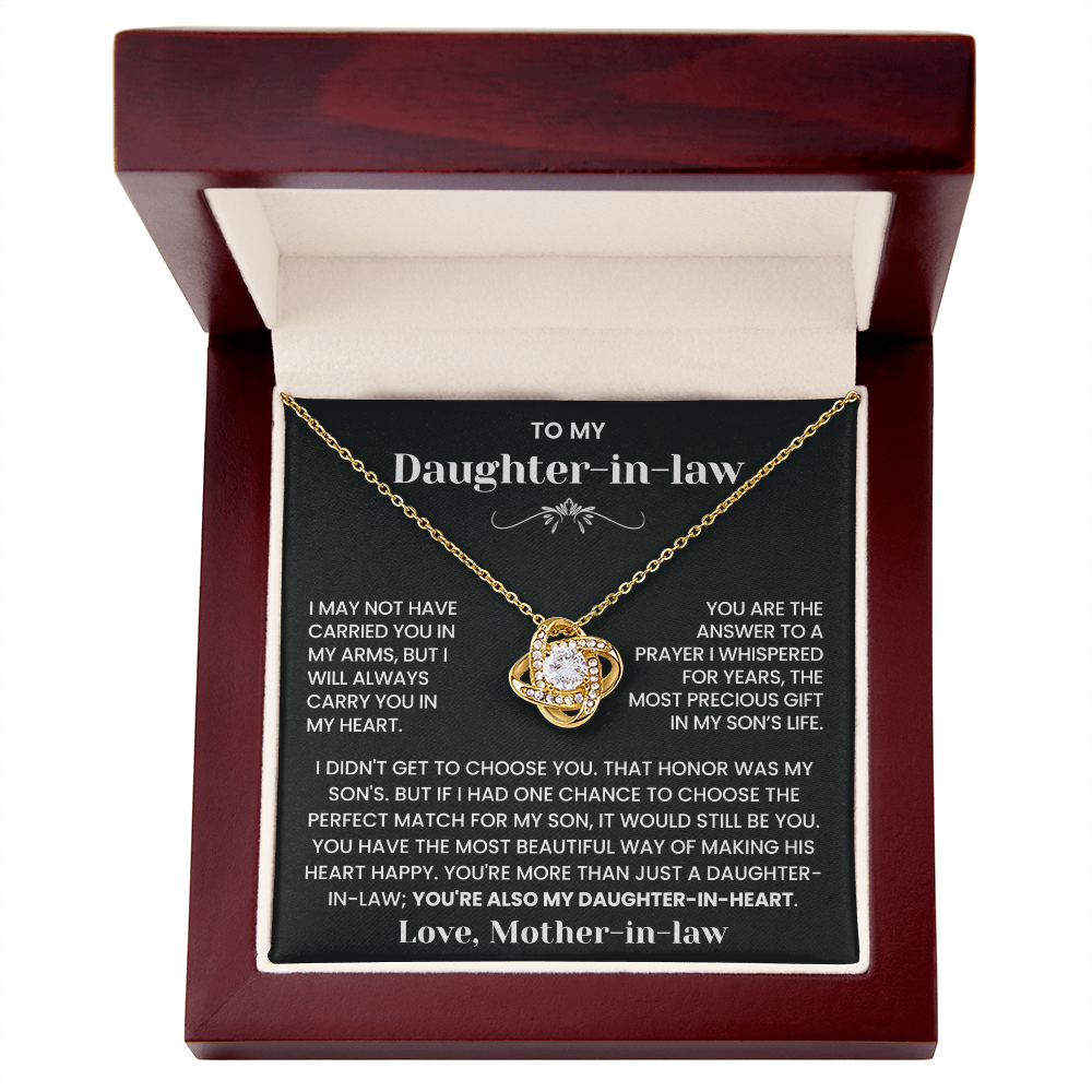 To My Daughter-in-Law – “Daughter-in-Heart” Love Knot Necklace