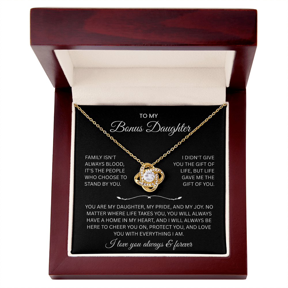To My Bonus Daughter “Always & Forever Loved” Heartfelt Necklace