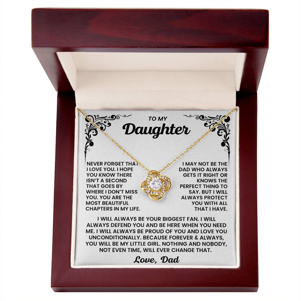 To My Daughter – “Forever My Little Girl” Love Knot Necklace