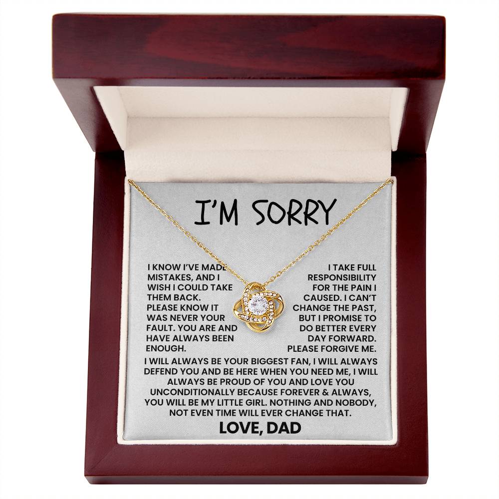 To My Daughter - "I'm Sorry, Please Forgive Me" Love Knot Necklace