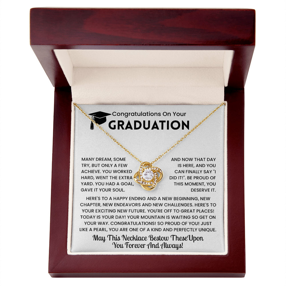 Congratulations Graduation Gift - ''A New Beginning'' Love Knot Necklace