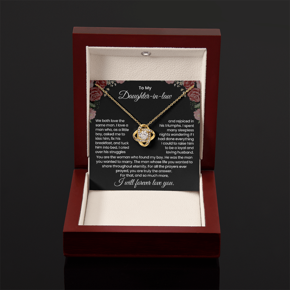 To My Daughter-in-law – "The Woman Who Loves My Son" Love Knot Necklace