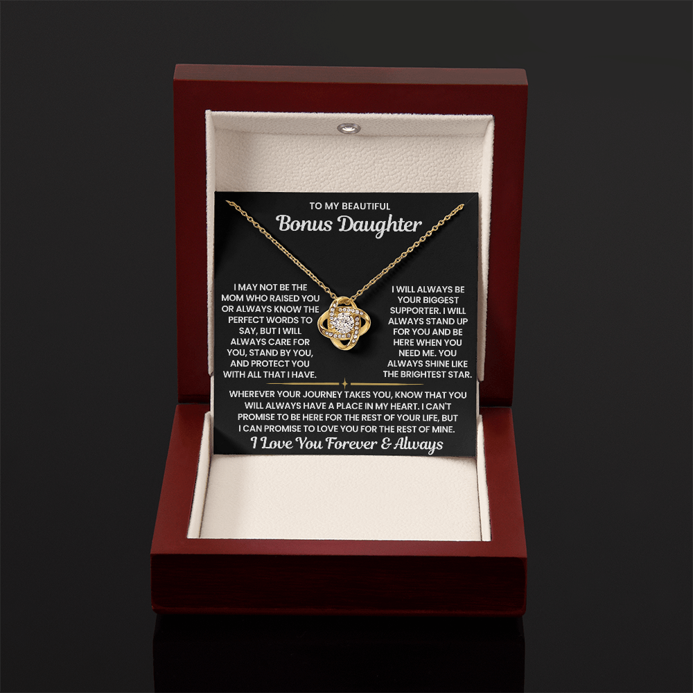 To My Beautiful Bonus Daughter “Brightest Star” Heartfelt Necklace Gift