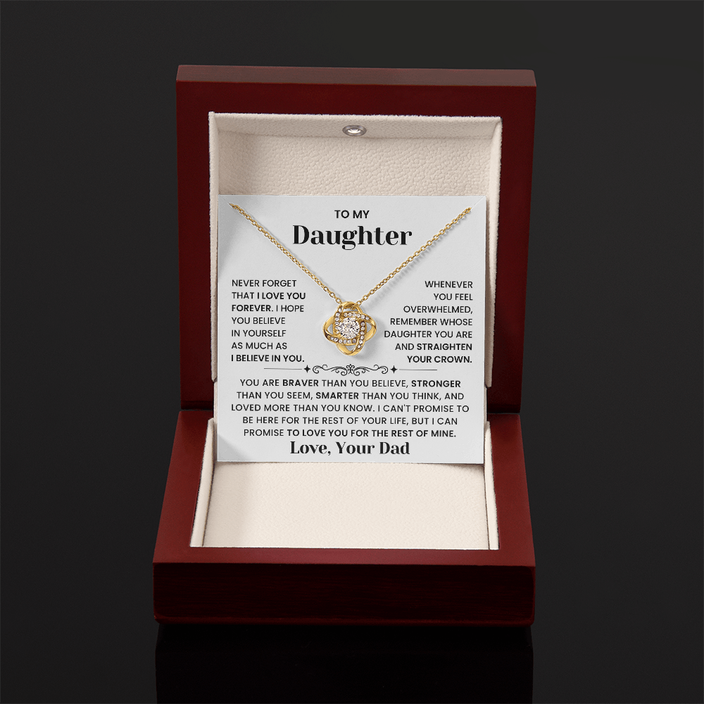 To My Daughter-"Straighten Your Crown" Love Knot Necklace