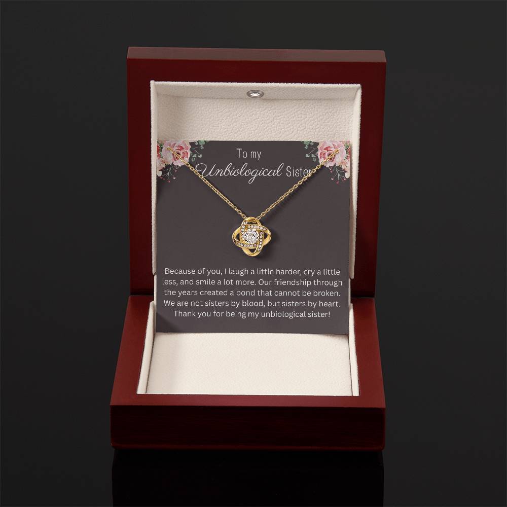 To My Unbiological Sister - "Bond That Cannot Be Broken" Love Knot Necklace