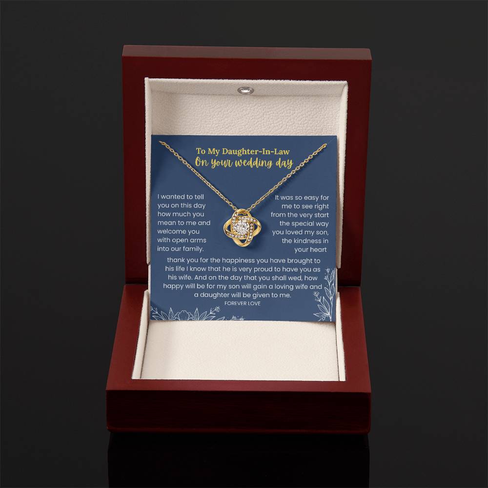 To My Daughter-In-Law - "On Your Wedding Day" Love Knot Necklace