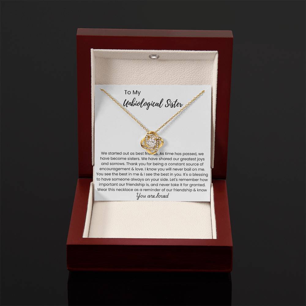 To My Unbiological Sister - "Let's Remember How Important Our Friendship" Love Knot Necklace