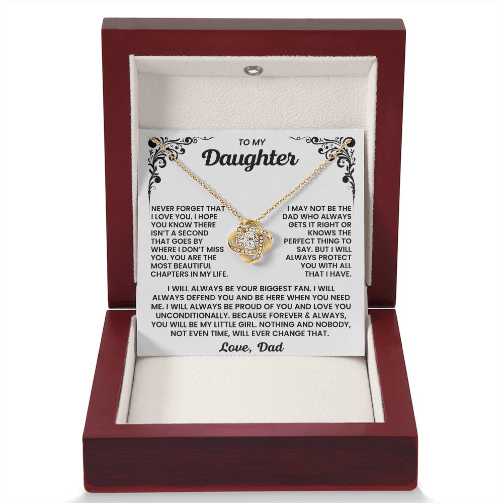 To My Daughter – “Forever My Little Girl” Love Knot Necklace