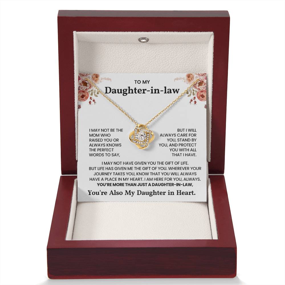 To My Daughter-in-Law – "I will always care for you" Love Knot Necklace