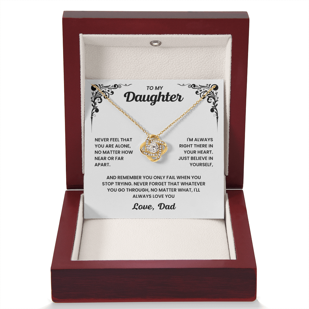 To My Daughter – “Never Alone” Love Knot Necklace
