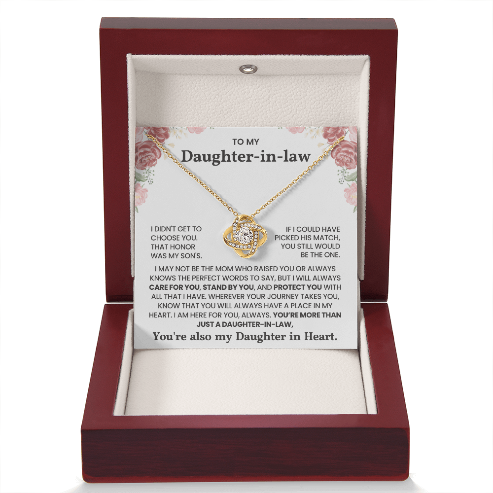 To My Daughter-in-Law – “Always Have A Place in My Heart” Love Knot Necklace