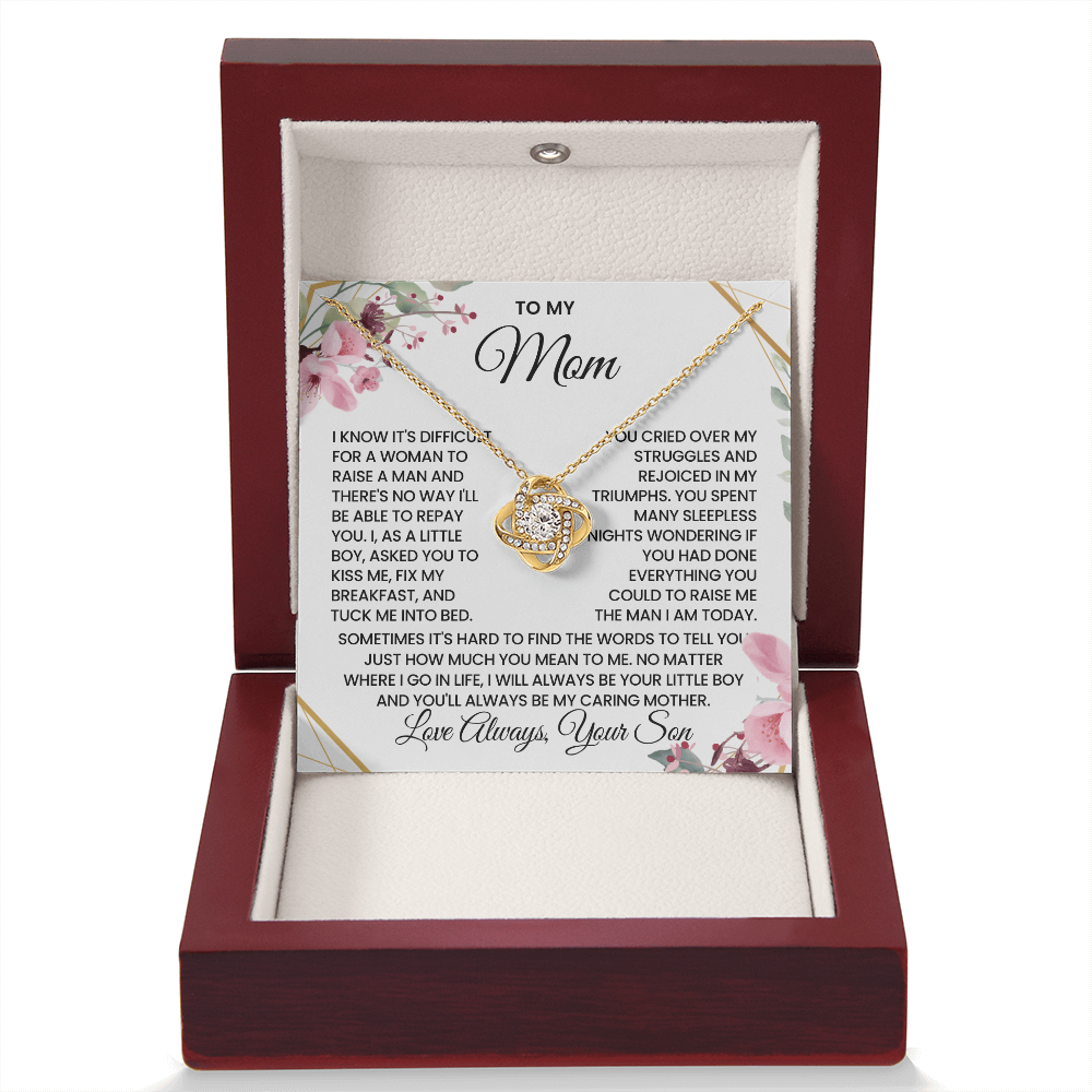 To My Mom – “Forever Your Son” Love Knot Necklace