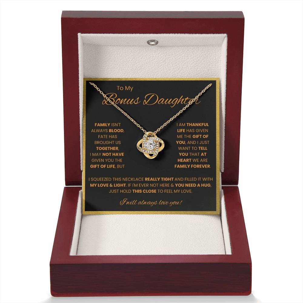 To My Bonus Daughter – “Family Forever” Love Knot Necklace