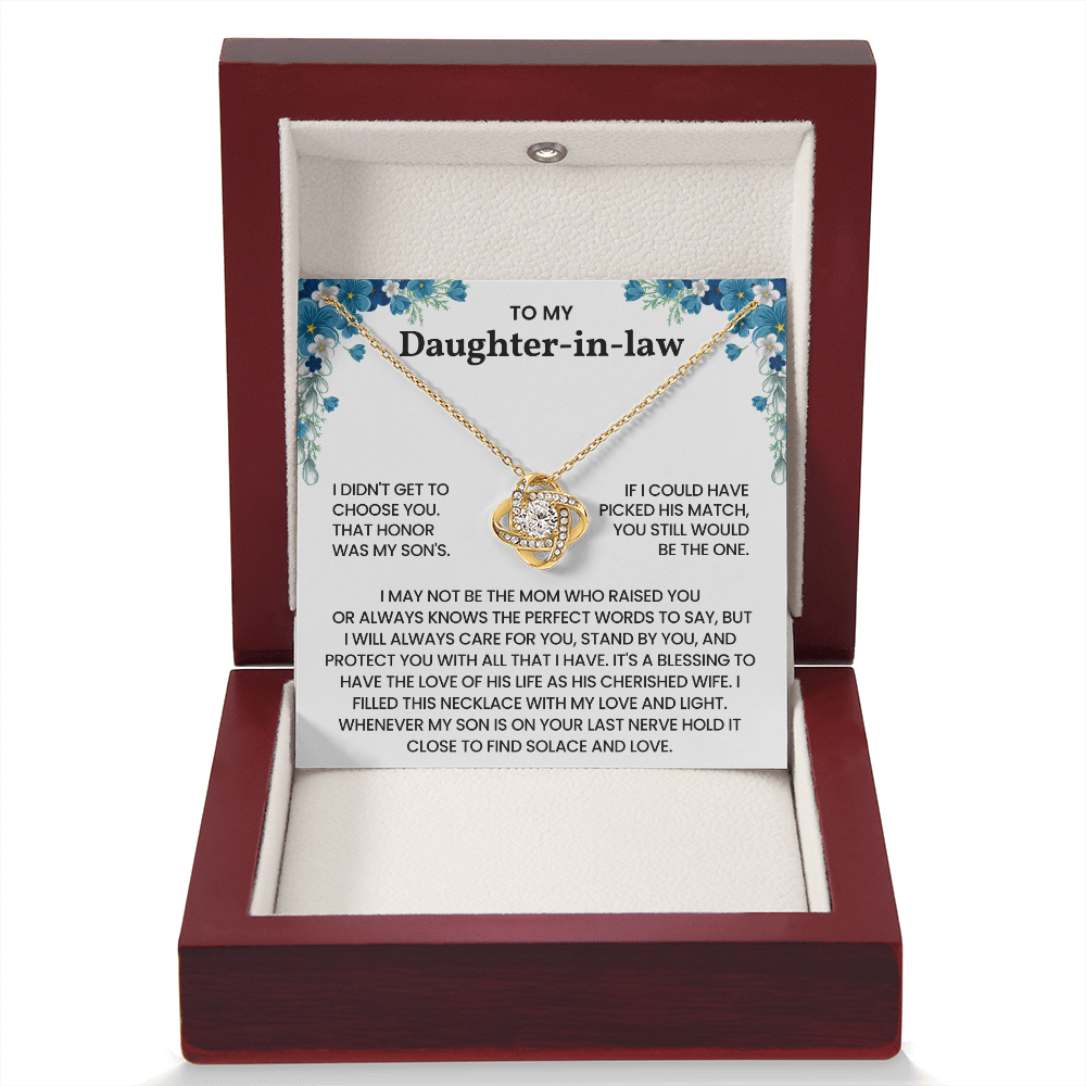 To My Daughter-in-Law – "A Blessing to Our Family" Love Knot Necklace